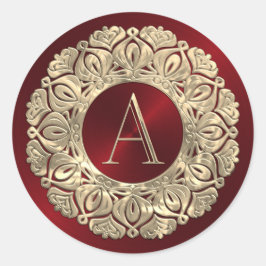 ALLイニシャルMonogramイニシャルオン赤華美枠 ラウンドシール