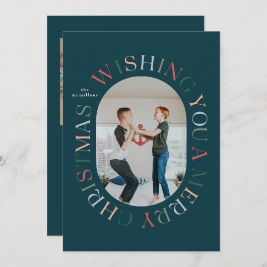 All のまわりに Merry Christmasカラフル Photo Card 招待状 (正面/裏面)