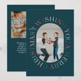 All のまわりに Merry Christmasカラフル Photo Card 招待状