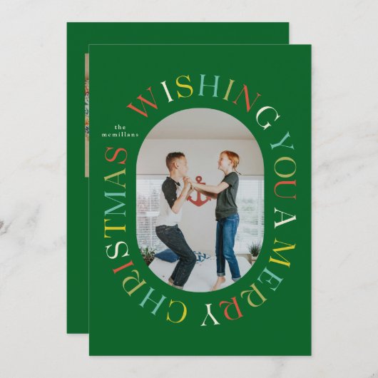 All のまわりに Merry Christmasカラフル Photo Card 招待状 (正面/裏面)