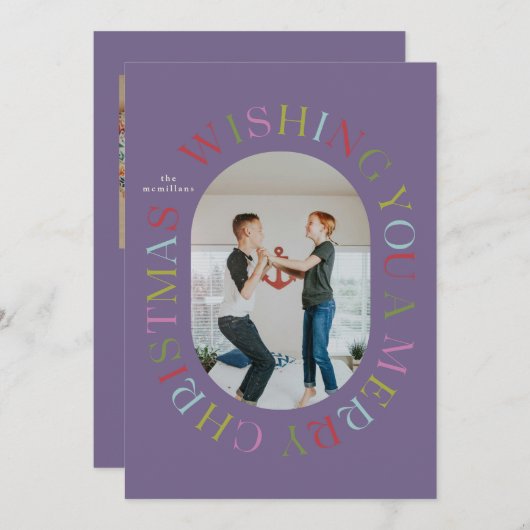 All のまわりに Merry Christmasカラフル Photo Card 招待状 (正面/裏面)