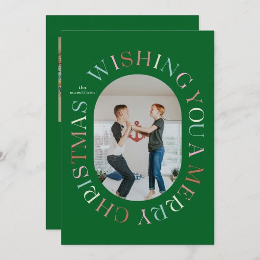 All のまわりに Merry Christmasカラフル Photo Card 招待状 (正面/裏面)