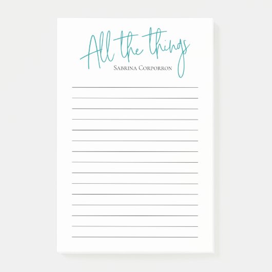 All パーソナライズされた to do listティール(緑がかった色) ポストイット (正面)