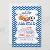 All モダン Star Sports Boys Baby Shower 招待状 (正面)