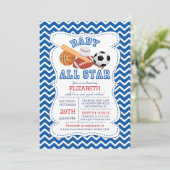 All モダン Star Sports Boys Baby Shower 招待状 (スタンド正面)
