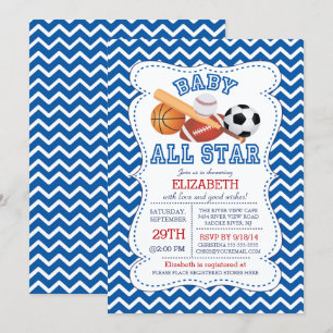 All モダン Star Sports Boys Baby Shower 招待状