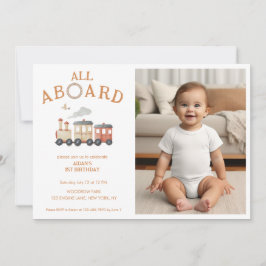 All Aboard Any Age Trainフォト誕生日 招待状