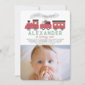 All Aboard Christmas Train 1st Birthday Photo 招待状 (正面)