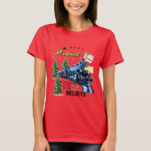 All Aboard Christmas Train – Believe Holiday Steam Tシャツ (正面)