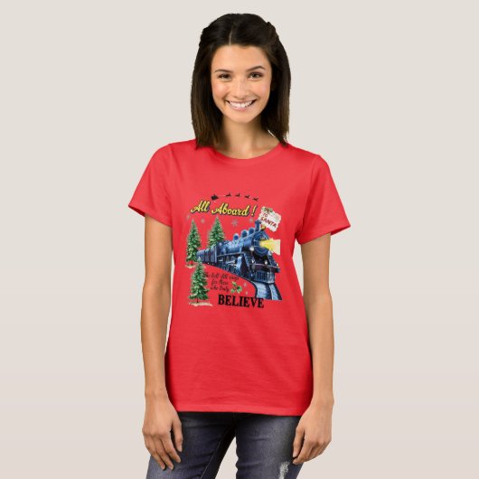 All Aboard Christmas Train – Believe Holiday Steam Tシャツ (正面フル)