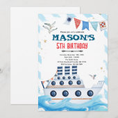 All Aboard Cruise Ship Birthday invitation 招待状 (正面/裏面)