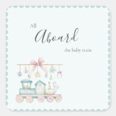 All Aboard the Baby Train Baby Shower Sticker スクエアシール (正面)