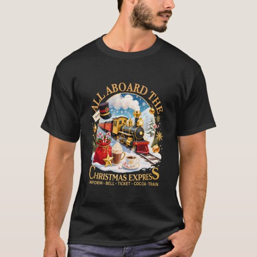 All Aboard The Christmas Express Believe Train Art Tシャツ (正面)