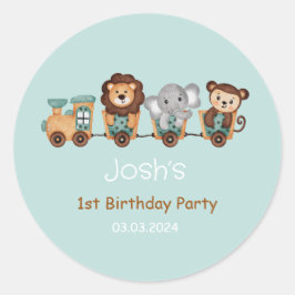 ALL ABOARD TRAIN Fiesta子供の誕生日ラベル ラウンドシール