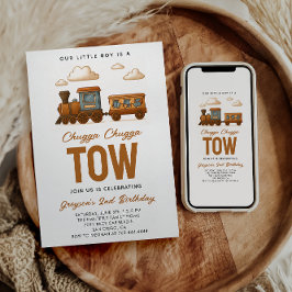 All Aboard Vintage Train 2nd Birthday party 招待状