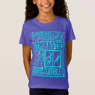 All About体操タイポグラフィinターコイズ Tシャツ