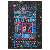 All About体操タイポグラフィinピンクとブルー クリップボード (裏面)