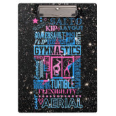 All About体操タイポグラフィinピンクとブルー クリップボード (正面)