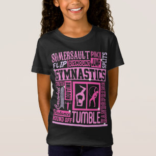 All About体操タイポグラフィinピンクTシャツ Tシャツ