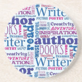 All About 書'sおもしろい作家ワードアート コースター (正面)