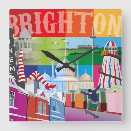 All About Brighton Wall Clock スクエア壁時計 (正面)