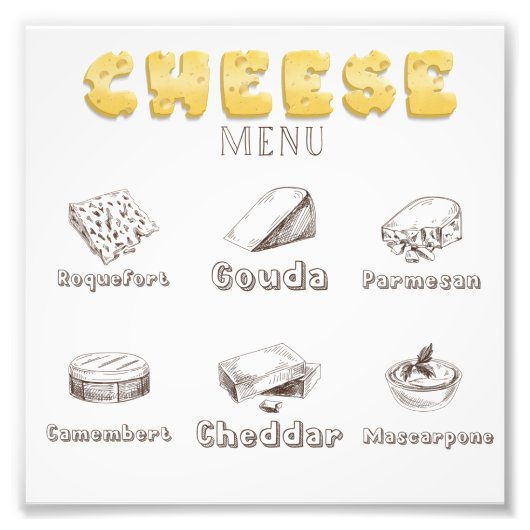 All about Cheese Typesメニュー写真プリント フォトプリント (正面)