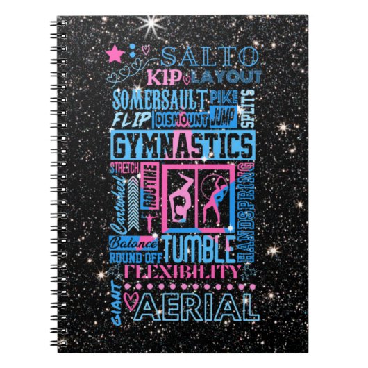 All About Directicsタイポグラフィ(ピンクと青) ノートブック (正面)