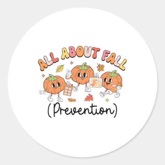All About Fall Prevention Slp Ot Pt Pumpkin Autumn ラウンドシール (正面)