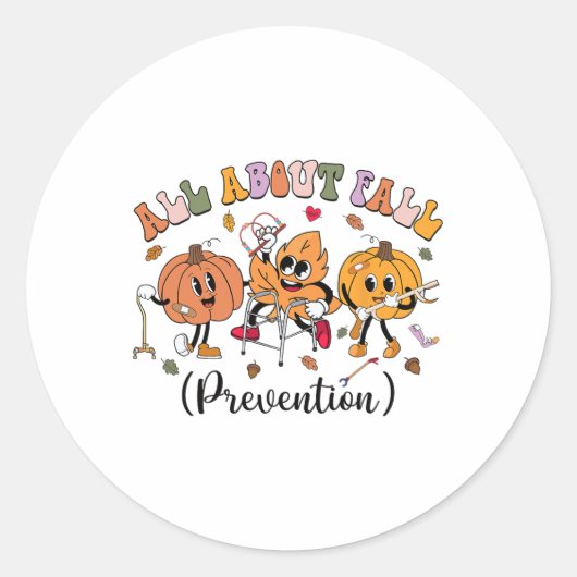 All About Fall Prevention Thanksgiving Fall Nurse  ラウンドシール (正面)