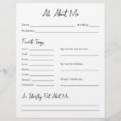 All About Me Survey (正面)