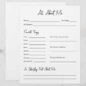 All About Me Survey (正面/裏面)