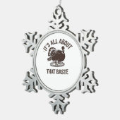 All About That Baste Christmas Trendy Modern Style スノーフレークピューターオーナメント (右)