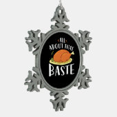 All About That Baste Minimal Design スノーフレークピューターオーナメント (左)