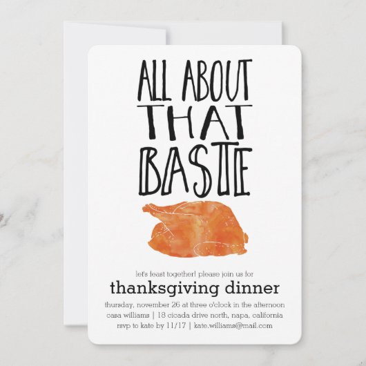 All About the Baste Thanksgiving Dinner サンキューカード (正面)