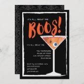 All About the Boos面白いハロウィーンカクテルパーティー 招待状 (正面/裏面)