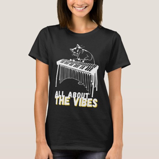 All About the Vibes Vibraphone Jazz Catミュージシャン Tシャツ (正面)