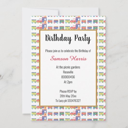 All About Trains誕生日 招待状 (正面)