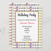 All About Trains誕生日 招待状 (正面/裏面)