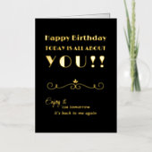 All About You誕生日おもしろいヴィンテージのタイポグラフィ 箔グリーティングカード (正面)