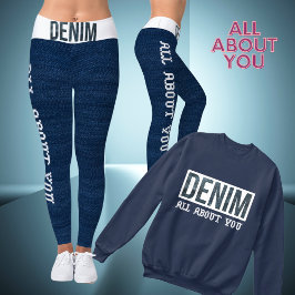 ALL ABOUT YOU – ファッショナブルなデニムスポーツレギンス レギンス