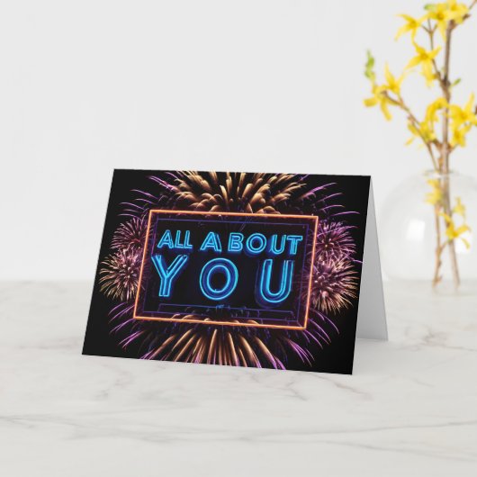 All About You Neon Sign誕生日 カード (黄色い花)