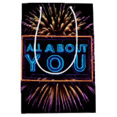 All About You Neon Sign With Fireworks ミディアムペーパーバッグ (正面)