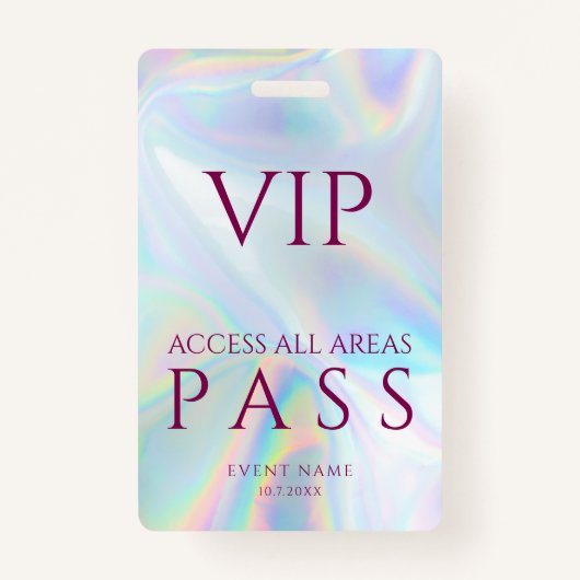 All Access Pass Holographic VIP Festival Custom バッジ (裏面)