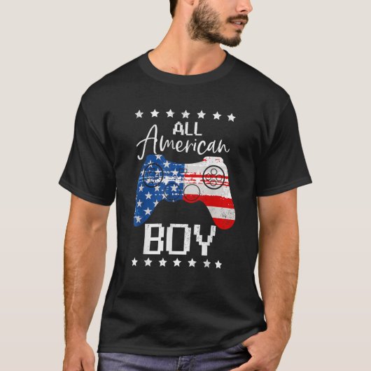 All American おもしろい Boys 4th July Son Video Game US Tシャツ (正面)