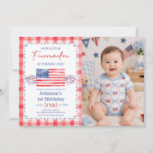 All American 1st Birthday Photo Invitation 招待状 (正面)