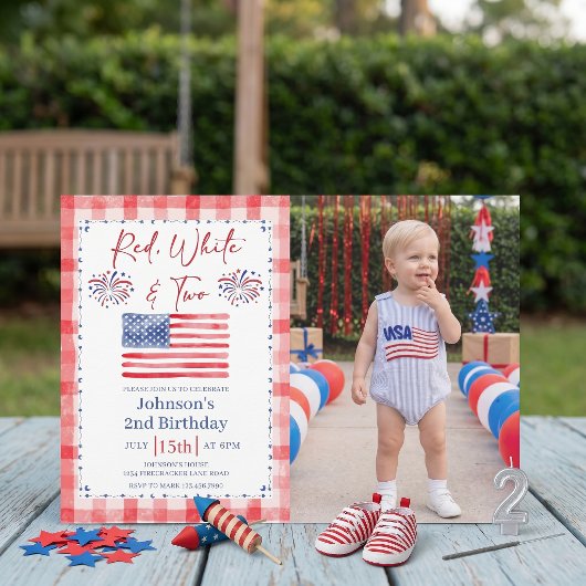 All American 2nd Birthday Photo Invitation 招待状