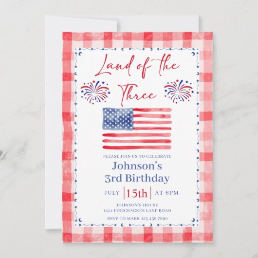 All American 3rd Birthday Invitation 招待状 (正面)