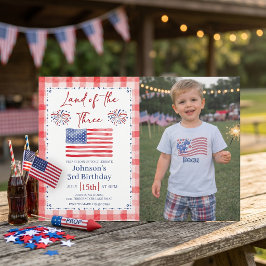 All American 3rd Birthday Photo Invitation 招待状
