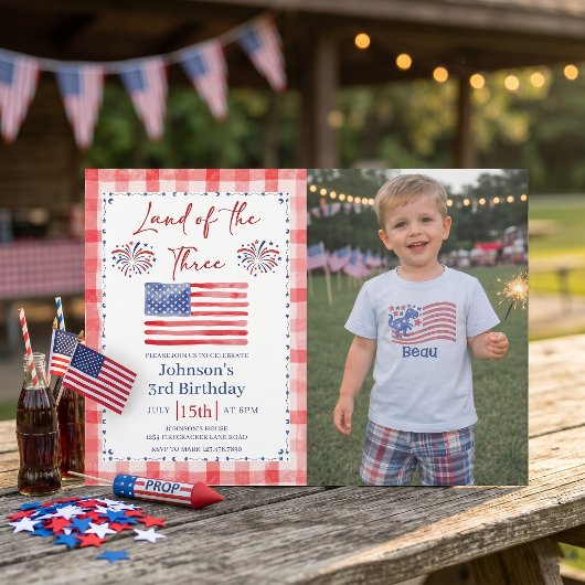 All American 3rd Birthday Photo Invitation 招待状
