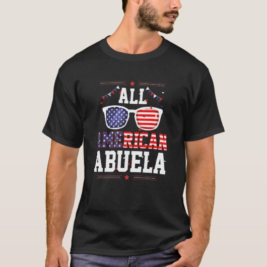 All American Abuela 4th of July US Flag Sunglasses Tシャツ (正面)